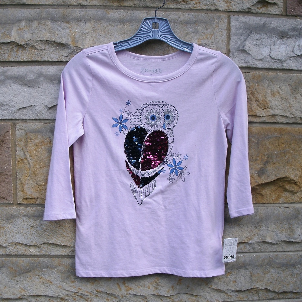 Girls Sequin Owl Long Sleeve T-Shirt